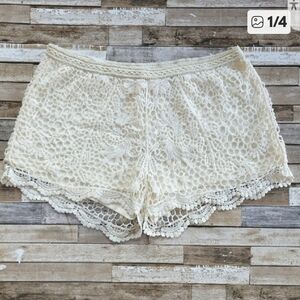Cream Crochet Shorts